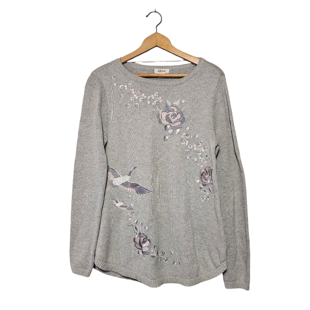 Style & Co Sweater Size Small Floral Knit Embroidered Grannycore
